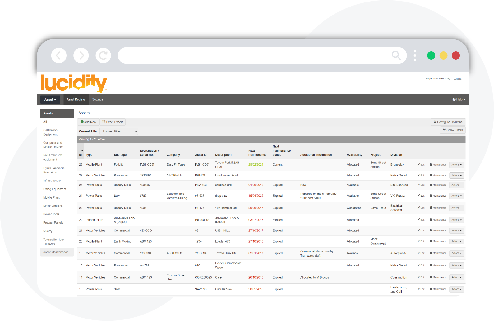 Asset Management Software Equipment Asset Register Lucidity